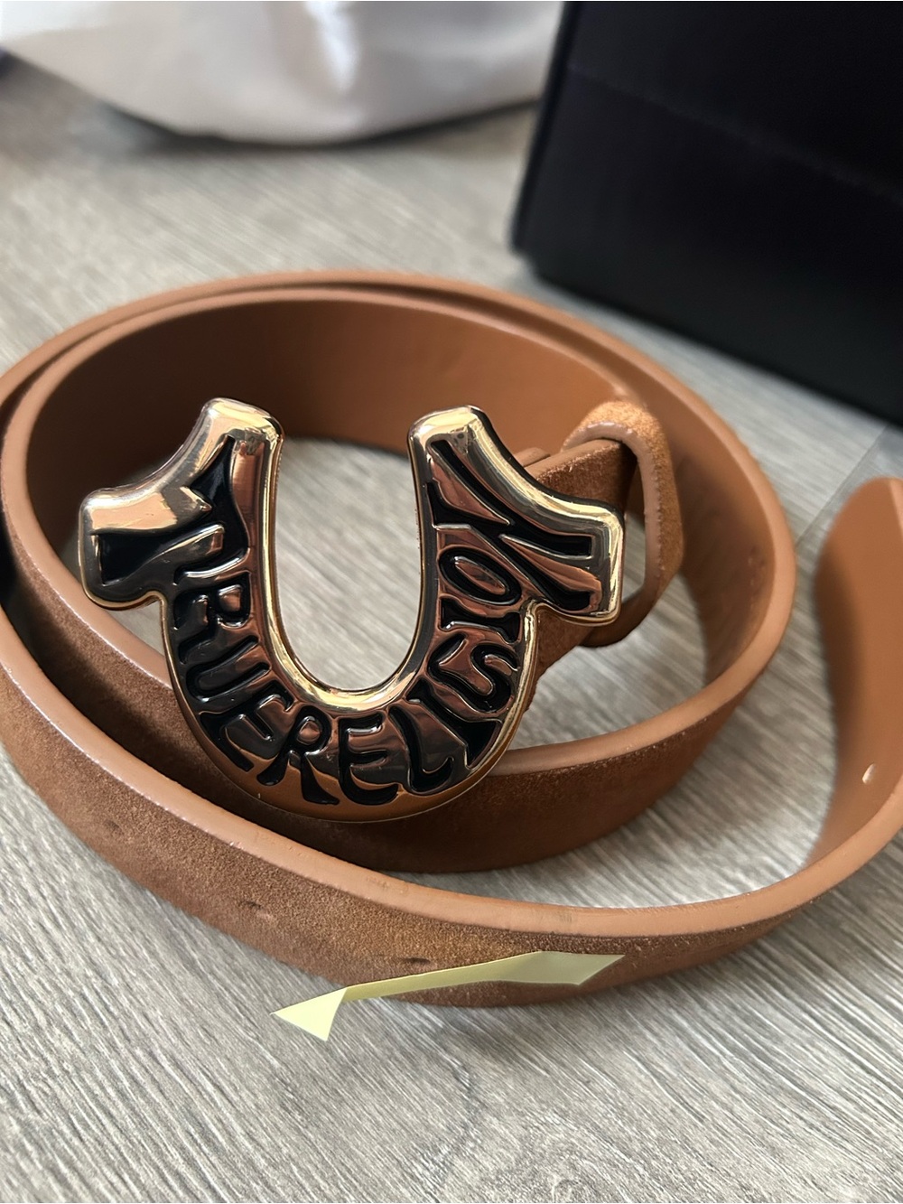 True Religion Embossed Leather Belt in Brown